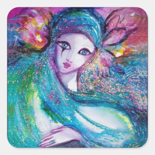 MASK IN BLUE/Venetiaanse maskerade maskers Vierkante Sticker (Voorkant)