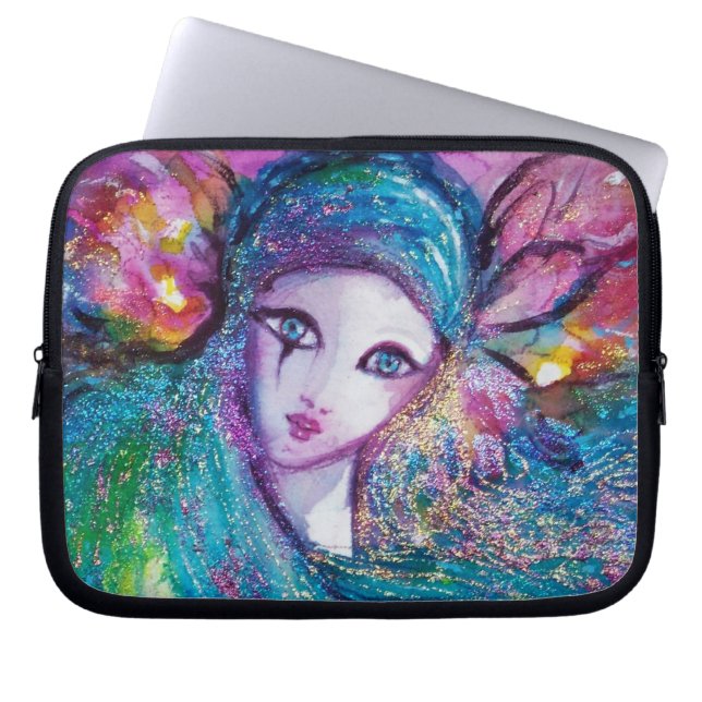 MASK IN BLUE/Venetiaanse Masquerade Ball, blauwgro Laptop Sleeve (Voorkant)