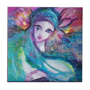 MASK IN BLUE/Venetiaanse Masquerade Ball, blauwgro Tegeltje