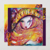 MASK IN GEEL, MARDI GRAS PARTIJ metallic Kaart (Voorkant / Achterkant)