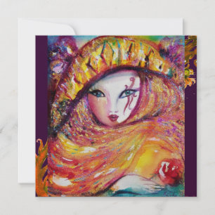 MASK IN GEEL, MARDI GRAS PARTIJ metallic Kaart