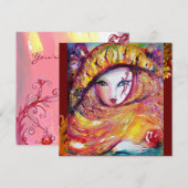 MASK IN GEEL, MARDI GRAS PARTIJ paars rood violet Kaart (Voorkant / Achterkant)