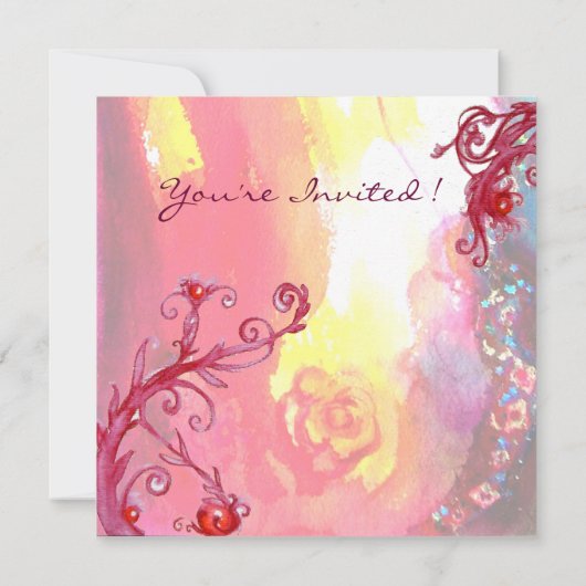 MASK IN GEEL, MARDI GRAS PARTIJ paars rood violet Kaart (Achterkant)