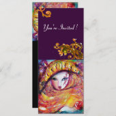 MASK IN GEEL, MARDI GRAS PARTIJ zwart paars rood Kaart (Voorkant / Achterkant)