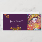 MASK IN GEEL, MARDI GRAS PARTIJ zwart paars rood Kaart (Voorkant)