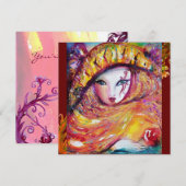 MASK IN GEEL MARDI GRAS PARTY Vibrant Gold Red Kaart (Voorkant / Achterkant)