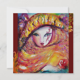 MASK IN GEEL MARDI GRAS PARTY Vibrant Gold Red Kaart