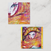 MASK IN GEEL MET ROSE Beauty Vul artiest Vierkante Visitekaartje (Voorkant / Achterkant)