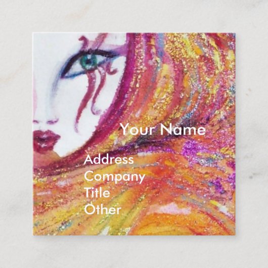 MASK IN GEEL MET ROSE Beauty Vul artiest Vierkante Visitekaartje (Voorkant)