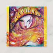 MASK IN GEEL MET ROSE Beauty Vul artiest Vierkante Visitekaartje (Achterkant)