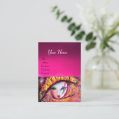 MASK IN GEEL, Roze Fuchsia Paarse Amethyst Visitekaartje (Staand voorkant)