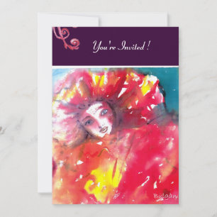 MASK IN RED 2 / MARDI GRAS MASQUERADE PARTIJ KAART