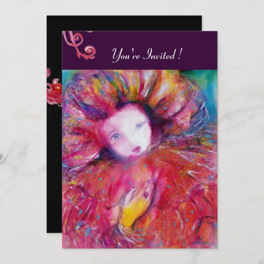 MASK IN RED / MARDI GRAS MASQUERADE PARTIJ KAART