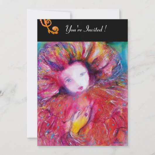 MASK IN RED / MARDI GRAS MASQUERADE PARTIJ KAART (Voorkant)