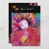 MASK IN RED / MARDI GRAS MASQUERADE PARTIJ KAART (Voorkant / Achterkant)