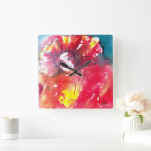 MASK IN RED / Venetian Masquerade Ball, geel Vierkante Klok (Huis)