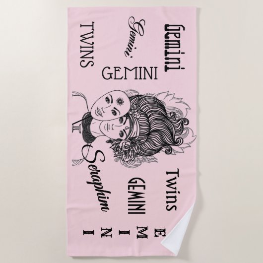 Mask Lady Theater Gemini Zodiac Symbol Strandlaken (Voorkant)