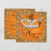 Mask Masquerade Oranje Birthday Party Gold Kaart (Voorkant / Achterkant)