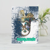 Mask masquerade venetian mardi gras party kaart (Staand voorkant)