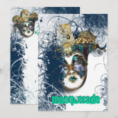 Mask masquerade venetian mardi gras party kaart (Voorkant / Achterkant)