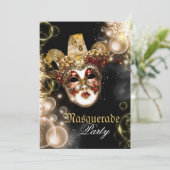 Mask masquerade venetian mardi gras party kaart (Staand voorkant)