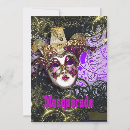 Mask masquerade venetian mardi gras party kaart (Voorkant)