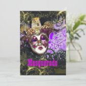 Mask masquerade venetian mardi gras party kaart (Staand voorkant)