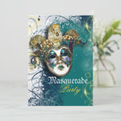 Mask masquerade venetian mardi gras party kaart (Staand voorkant)