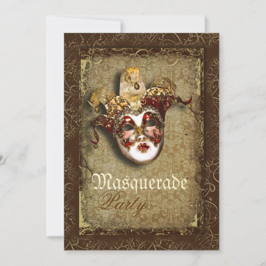 Mask masquerade venetian mardi gras party kaart (Voorkant)