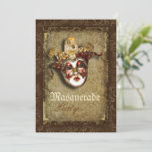 Mask masquerade venetian mardi gras party kaart (Staand voorkant)