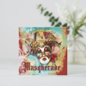 Mask masquerade venetian mardi gras party kaart (Staand voorkant)