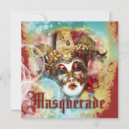 Mask masquerade venetian mardi gras party kaart (Voorkant)