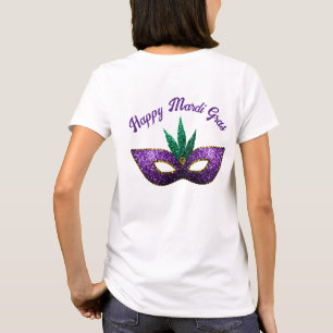 Mask Paars Green Sparkles Happy Mardi Gras 2 side T-shirt