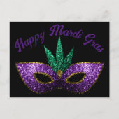 Mask Paars Green Sparkles Happy Mardi Gras Briefkaart (Voorkant)