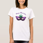 Mask Paars Green Sparkles Happy Mardi Gras T-shirt (Voorkant)