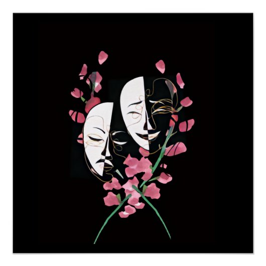 Mask poster - black + white (Voorkant)