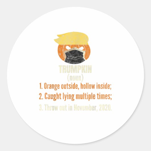 Mask Pumpkin Trumpkin Funny Halloween Anti Ronde Sticker (Voorkant)