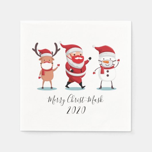 Mask Quarantine 2020 Santa Reindeer Servet (Voorkant)