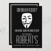 Mask Surprise Birthday Party Invitation Kaart (Voorkant / Achterkant)