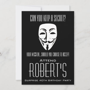 Mask Surprise Birthday Party Invitation Kaart