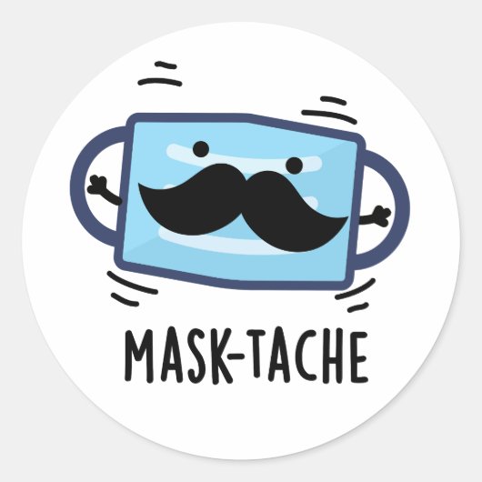 Mask-tache Funny Mask Mustache Pun Ronde Sticker (Voorkant)