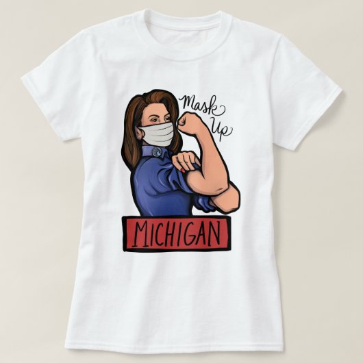 Mask Up Michigan Gretchen Whitmer Michigander T-shirt (Design voorkant)