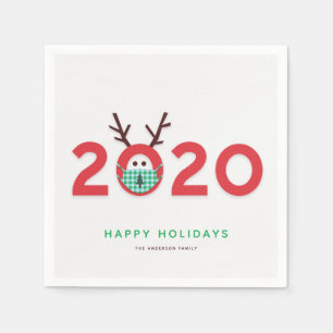 Mask Up Reindeer 2020 Vakantie Humor Servet