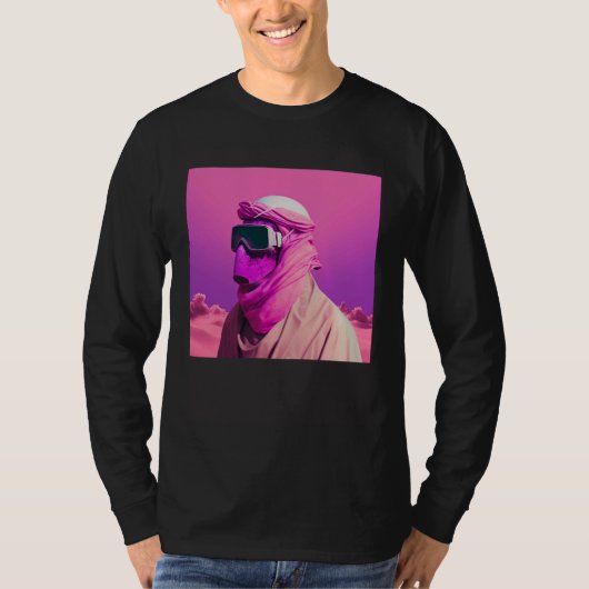 Masked Arab in a Vaporwave Desert Retrowave style T-shirt (Voorkant)