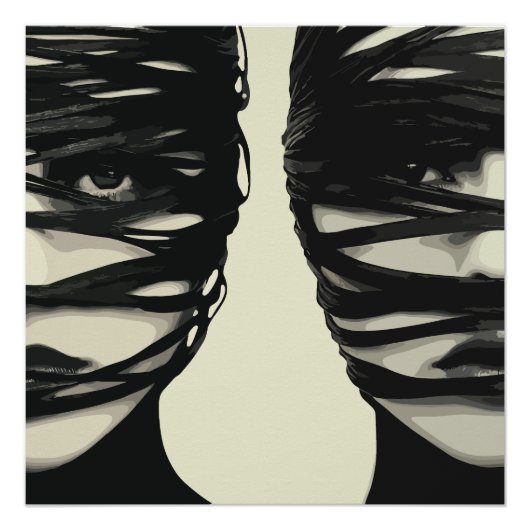 Masked Mystery: Dual Wrapped Faces Art Perfect Poster (Voorkant)