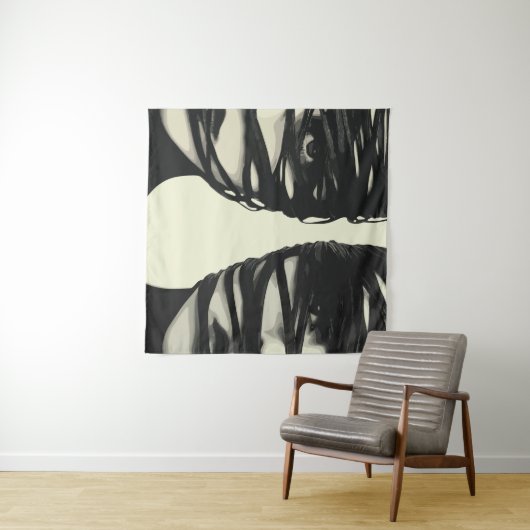 Masked Mystery: Dual Wrapped Faces Art Wandkleed (In Situ (horizontaal))