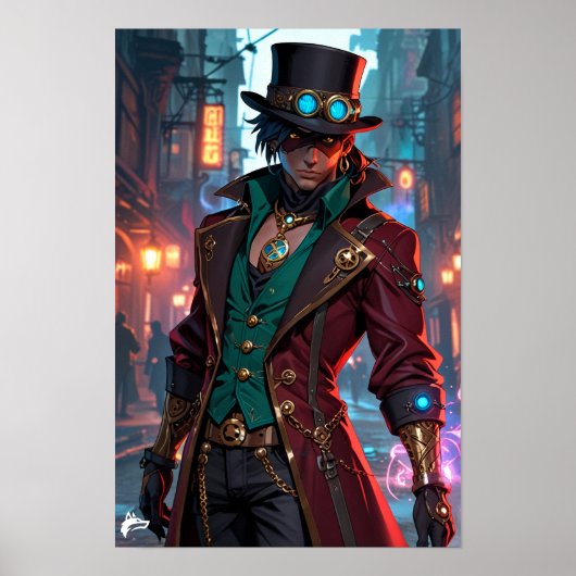 Masked Steampunk Gentleman - Charisma and Shadows Poster (Voorkant)