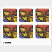 Masker 2 vierkante sticker (Vel)
