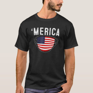 Masker Amerikaanse vlag T 4e juli Mannen Vrouwen M T-shirt