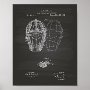 Masker Baseball Catchers 1883 Patent - Chalkboard Poster